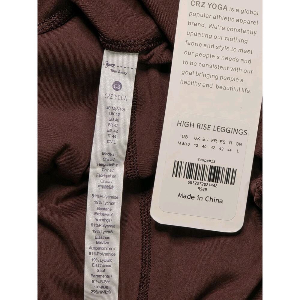 CRZ YOGA Womens High Rise Leggings Taupe Brown Size M 8 10 NWT Athletic Yoga - Picture 5 of 5